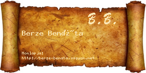 Berze Benáta névjegykártya